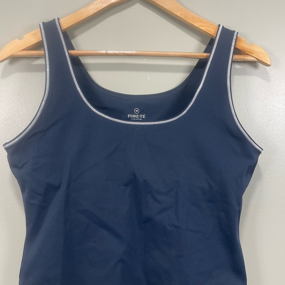 Fore-Té Navy Blue Workout Top Club Attire - Picture 2 of 7